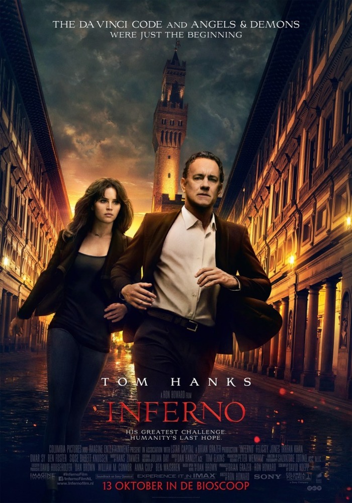 پوستر فیلم «دوزخ»(Inferno) با بازی تام هنکس و فلیسیتی جونز